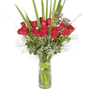 Florero con 24 rosas