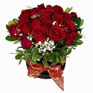 Caja redonda con 24 rosas