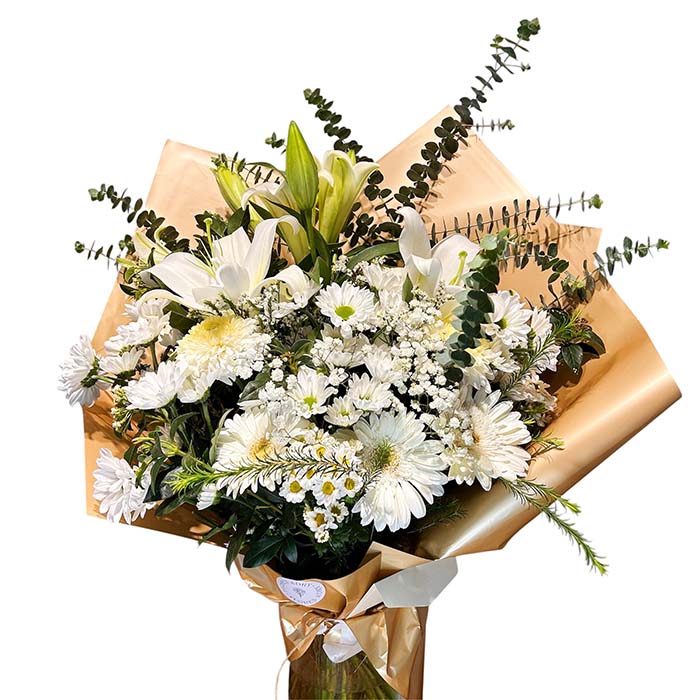 Ramo premium con flores de estacion blancas